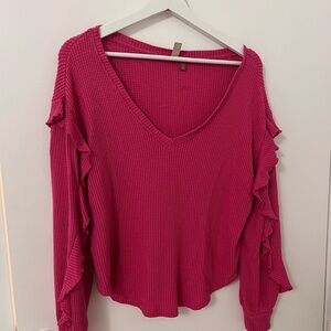 Pilcro Deep Pink Waffle Knit Sweater